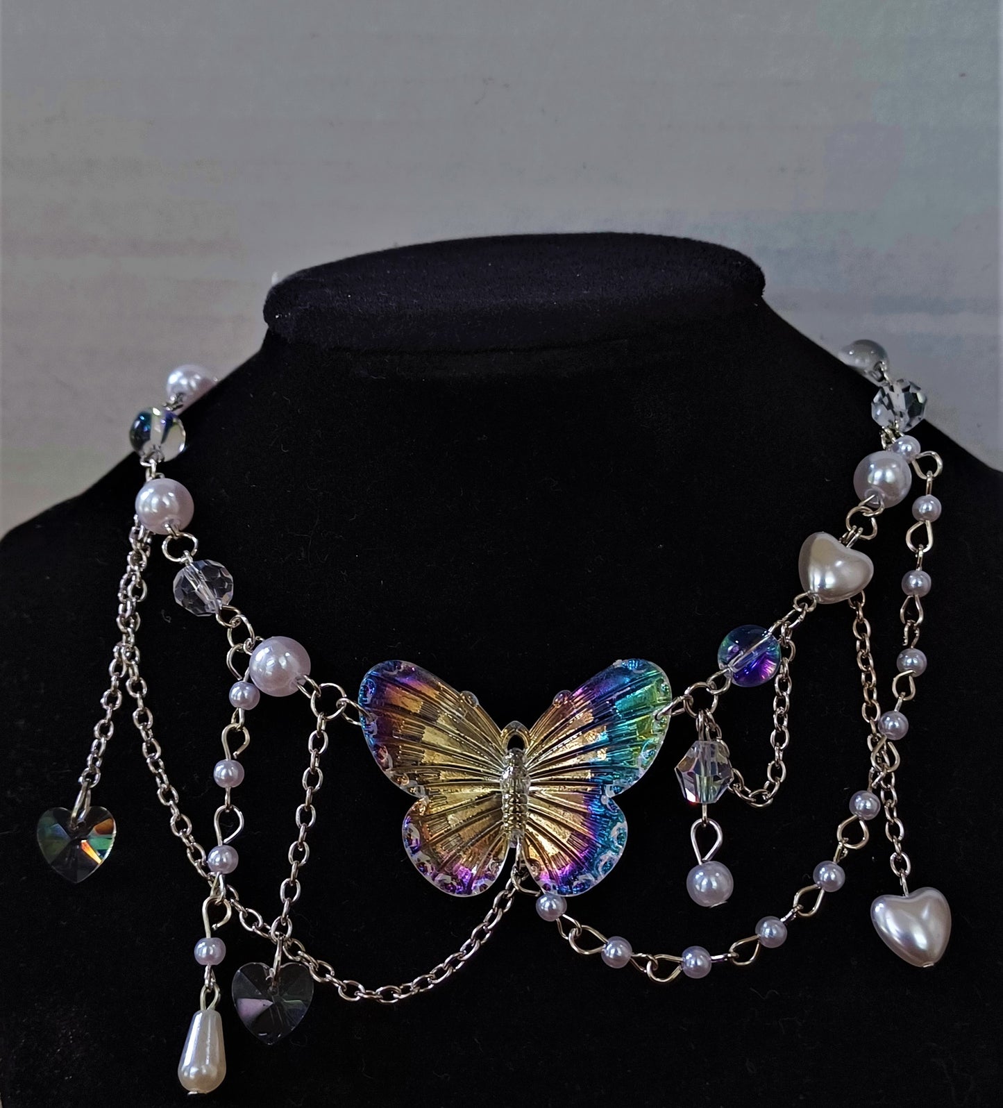 Iridescent Butterfly Layered Necklace