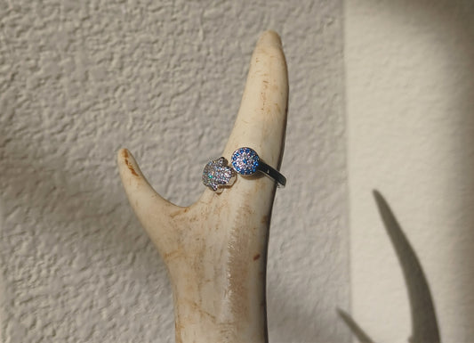 Silver Evil Eye and the hand of Hamsa Ring