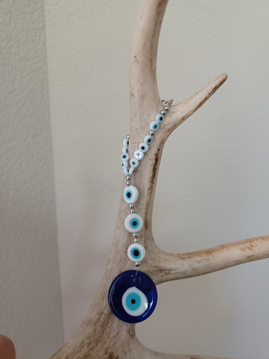 White Evil eye Key Chain