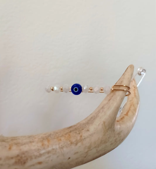 White Evil Eye Safety Pin