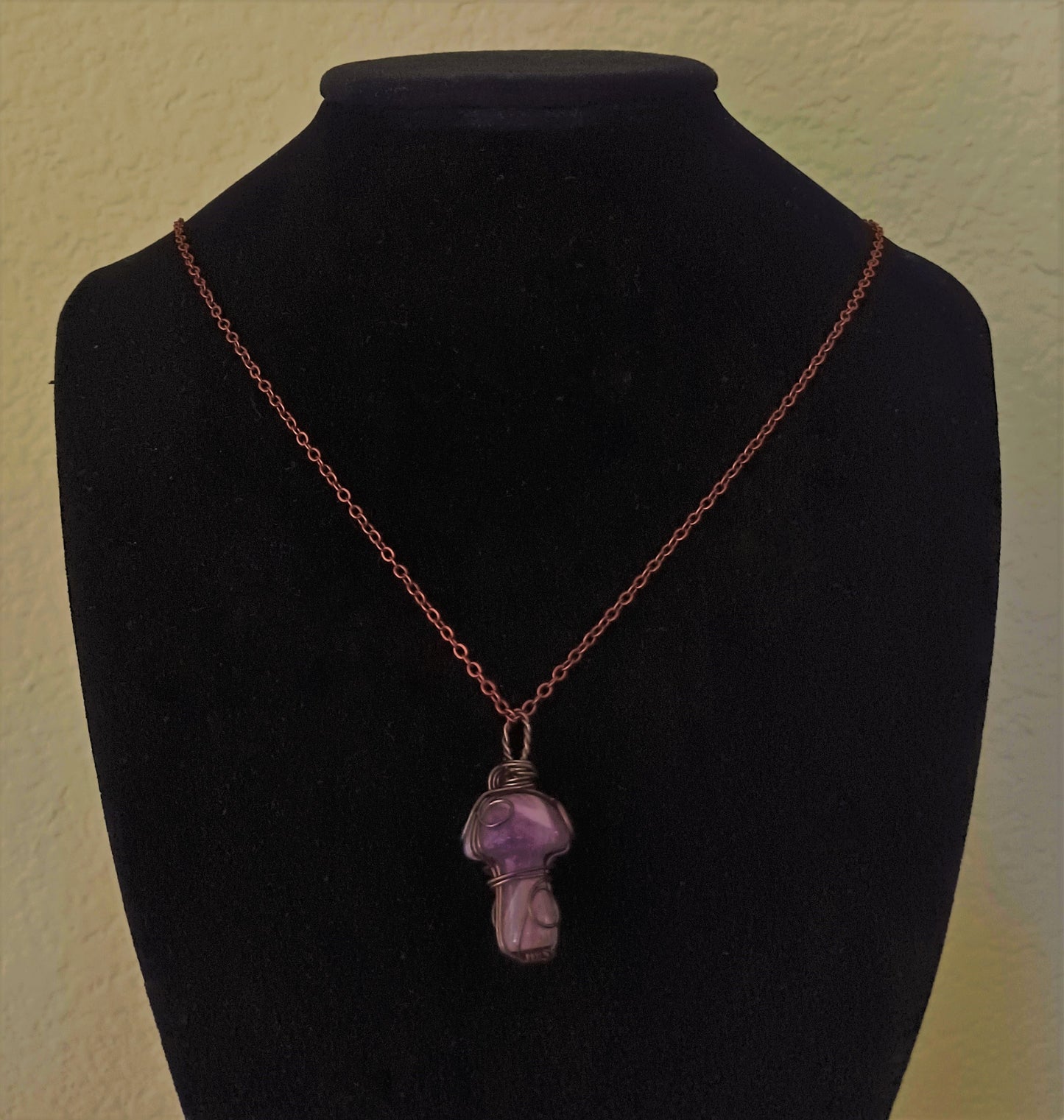 Wire Wrapped Amethyst Mushroom Necklace!