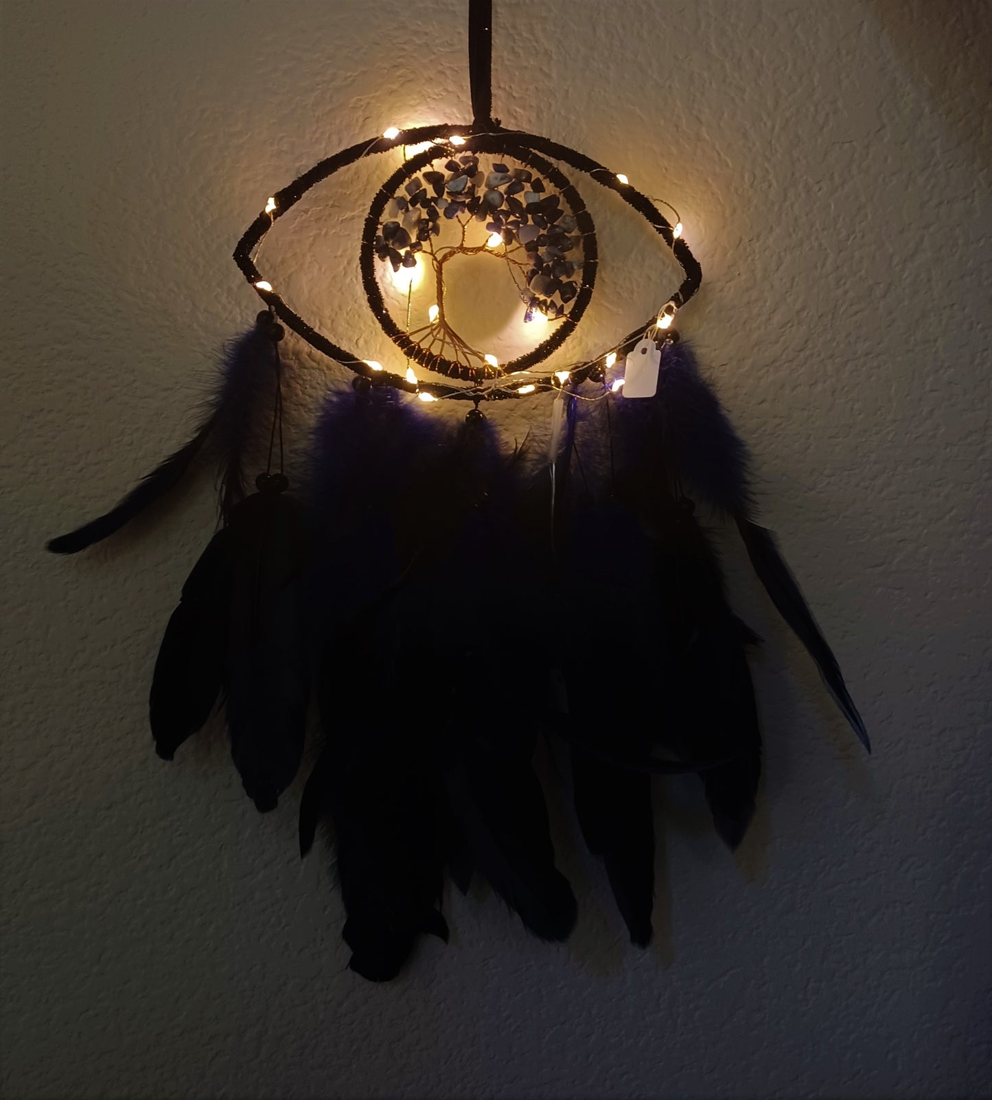 Blue Evil Eye Dream Catcher With Fairy Lights