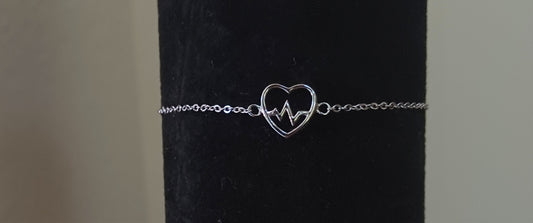 EKG Heartbeat Silver Bracelet