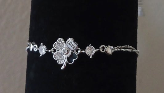 Silver Lucky in Love Clover Bracelet