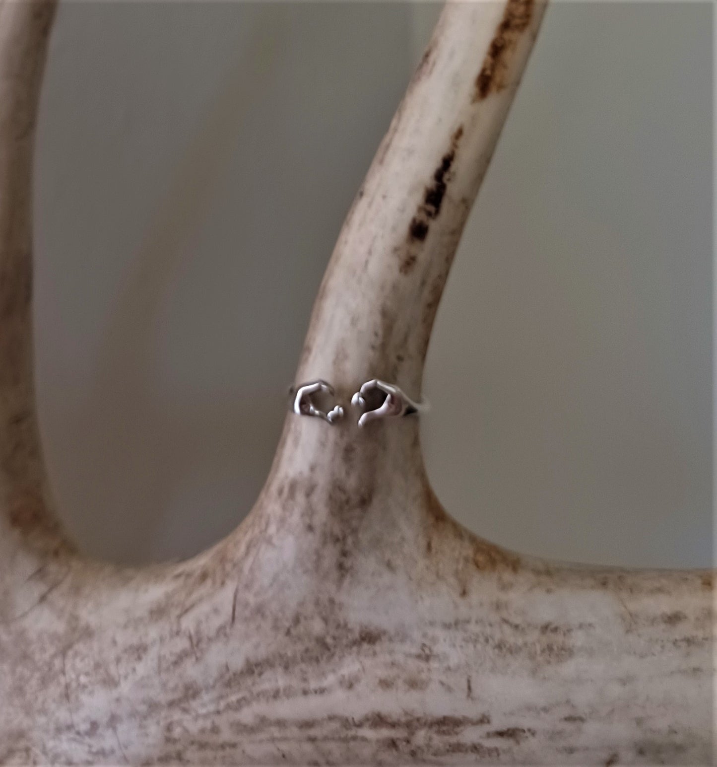 Heart Hands Silver Ring