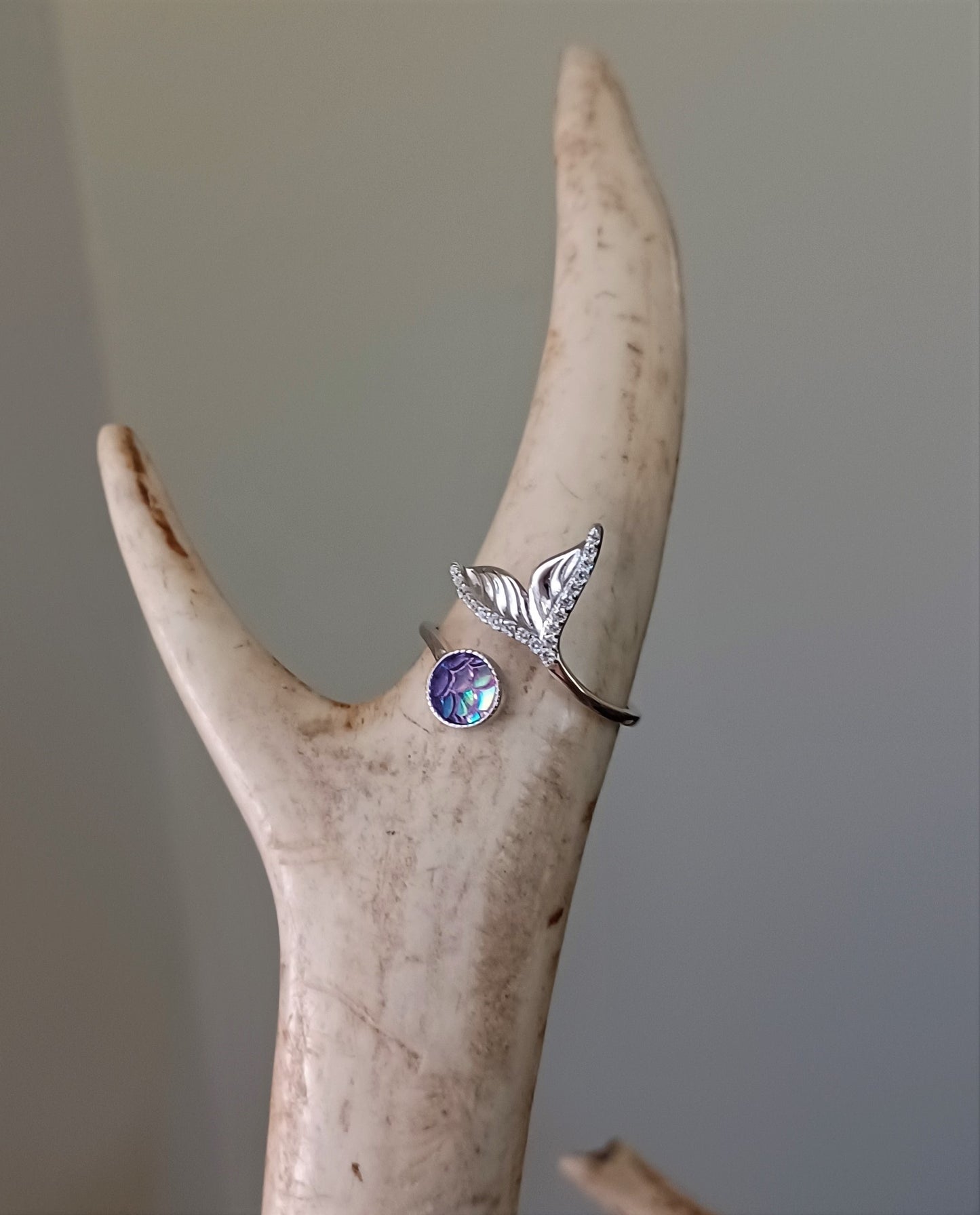 Blue and Purple Mermaid Silver Ring