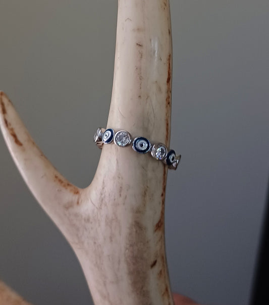 Dazzling Silver Evil Eye Ring