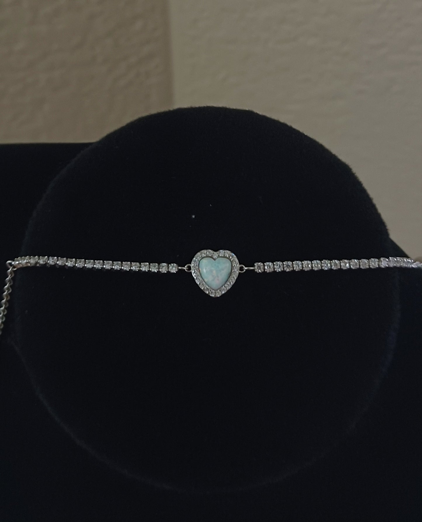 Opal Silver Heart Bracelet