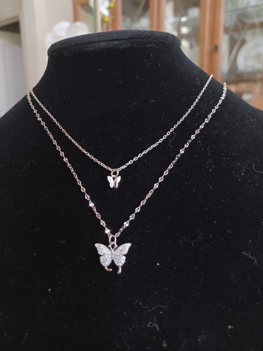 Double Layer Butterfly Necklace